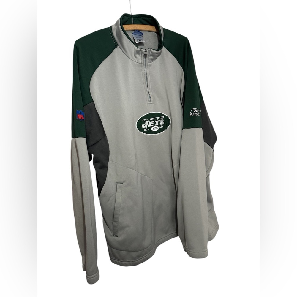 Men’s NY Jets Football NFL Team Apparel Pullover Quarter Zip XL Lined Shirt